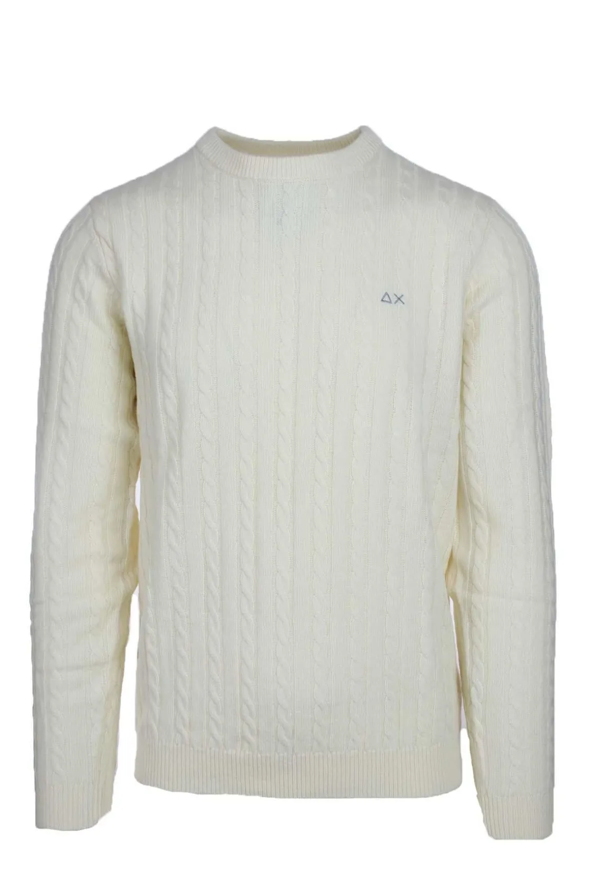 Maglia girocollo in lana a trecce