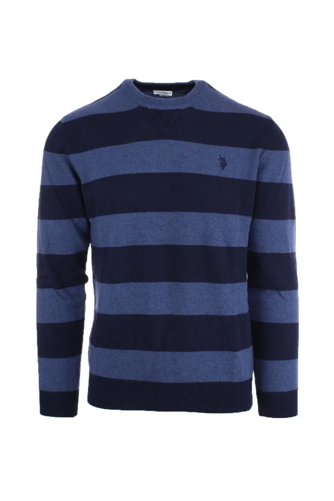 Maglia girocollo in lana con bande orizzontali