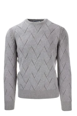 Maglia girocollo motivo intarsi lana cachemire