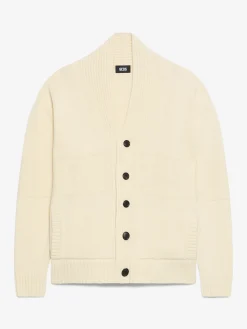 Maglione cardigan con bottoni e logo a intarsi