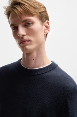 Maglione in cotone lavorato grana riso