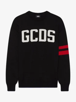 Maglione in lana con logo e doppia banda sul braccio