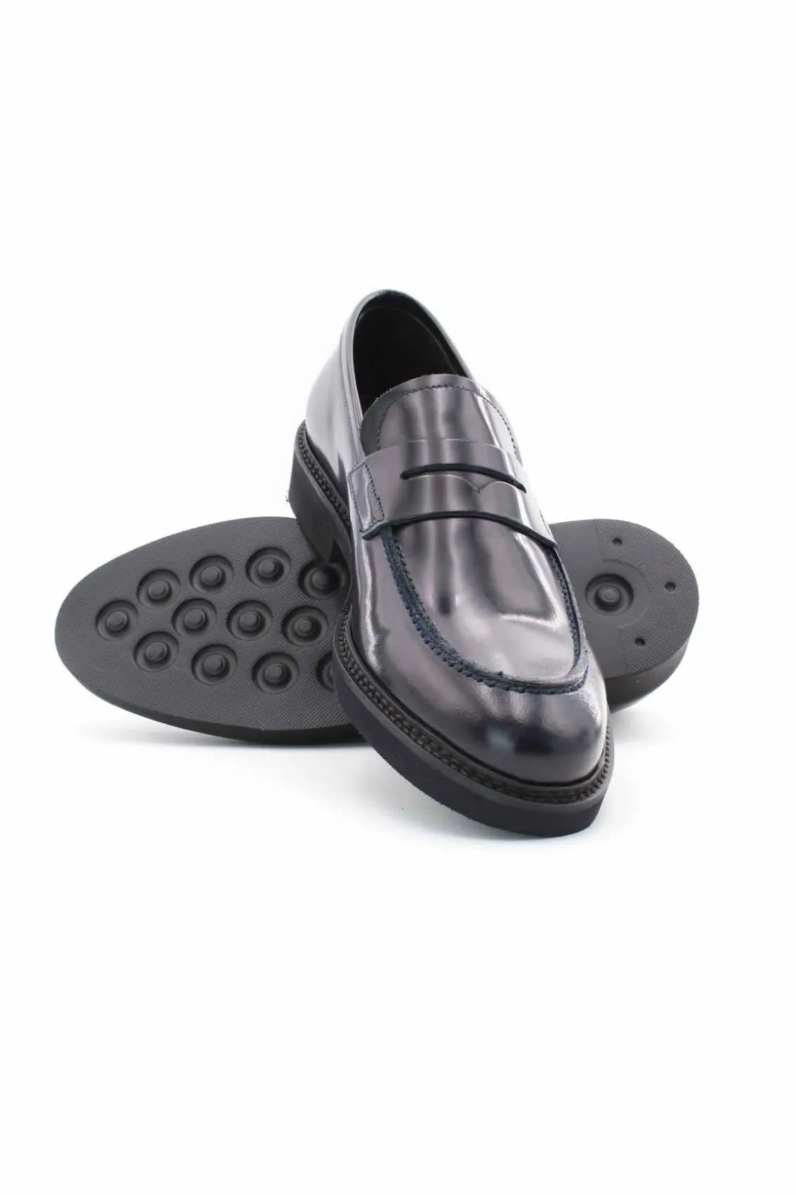 Mocassini college suola in gomma