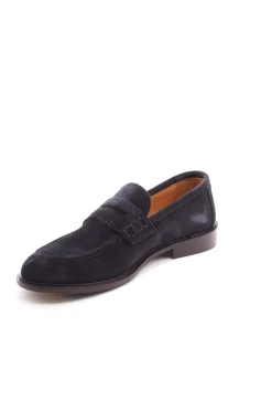 Mocassini in camoscio con fondo cuoio e gomma