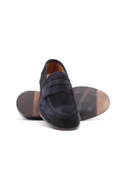 Mocassini in camoscio con fondo cuoio e gomma