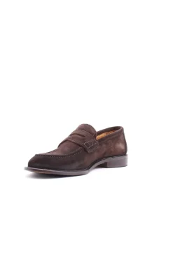 Mocassini in camoscio con fondo cuoio e gomma