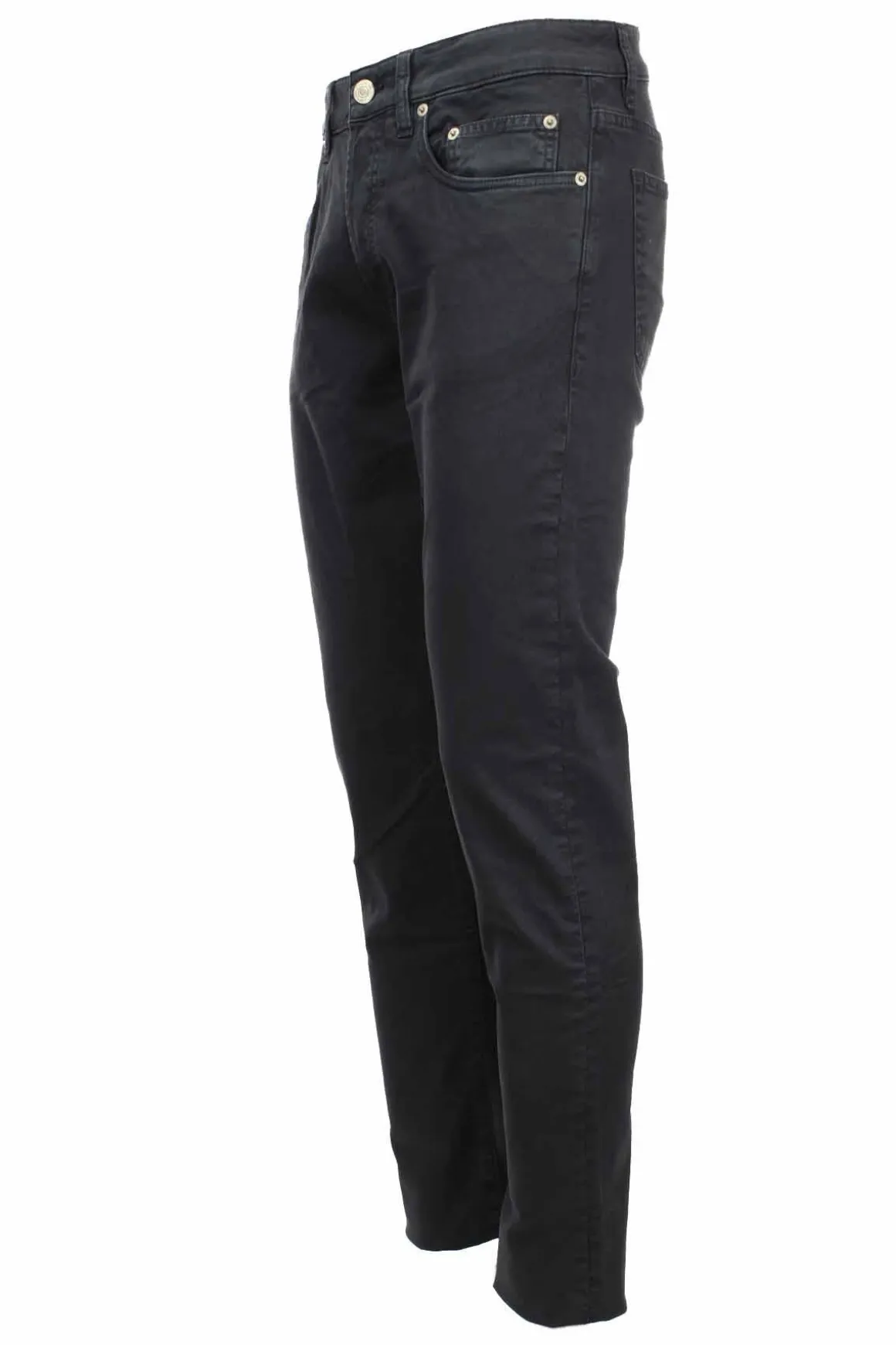 Pantalone 5 tasche con toppe in alcantara