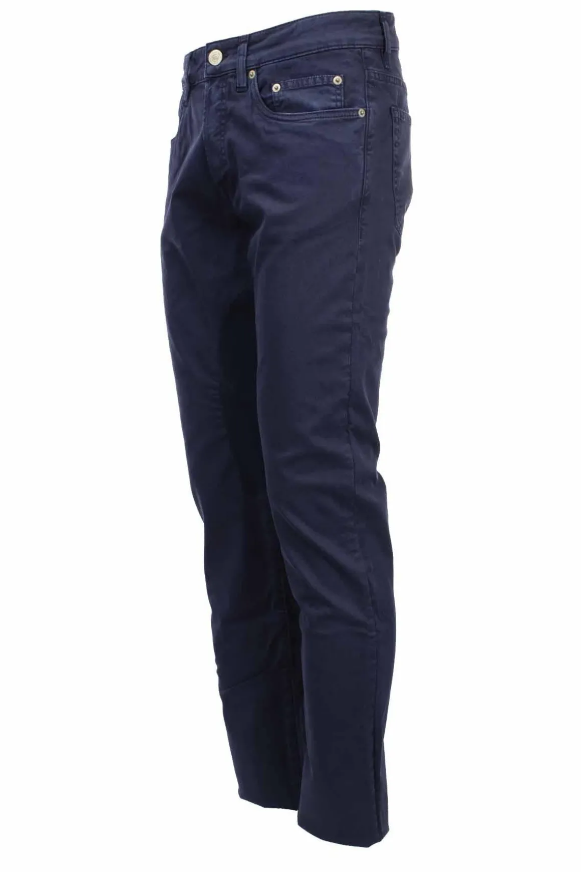 Pantalone 5 tasche con toppe in alcantara