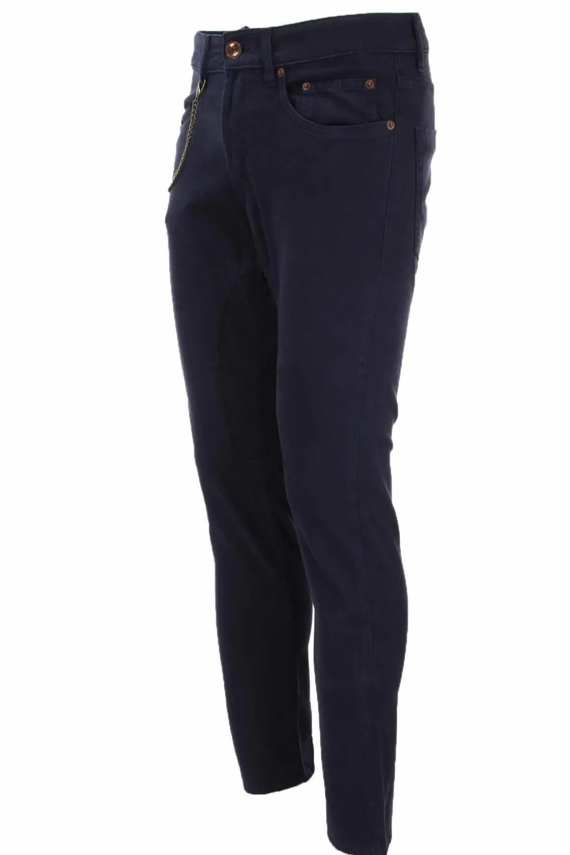 Pantalone 5 tasche in cotone con toppa