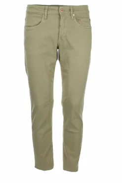 Pantalone 5 tasche in cotone con toppa