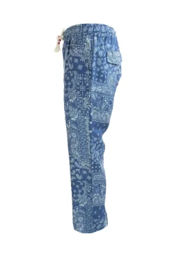 Pantaloni Calais in lino fantasia Bandana