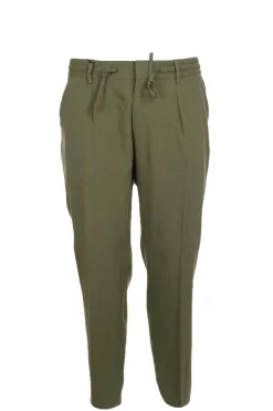 Pantaloni in misto lino con elastico e coulisse