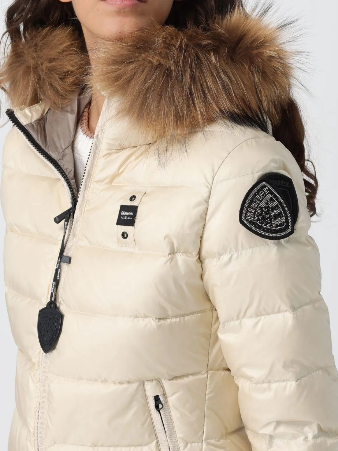 Piumino a onde con bordo in pelliccia ALDIE