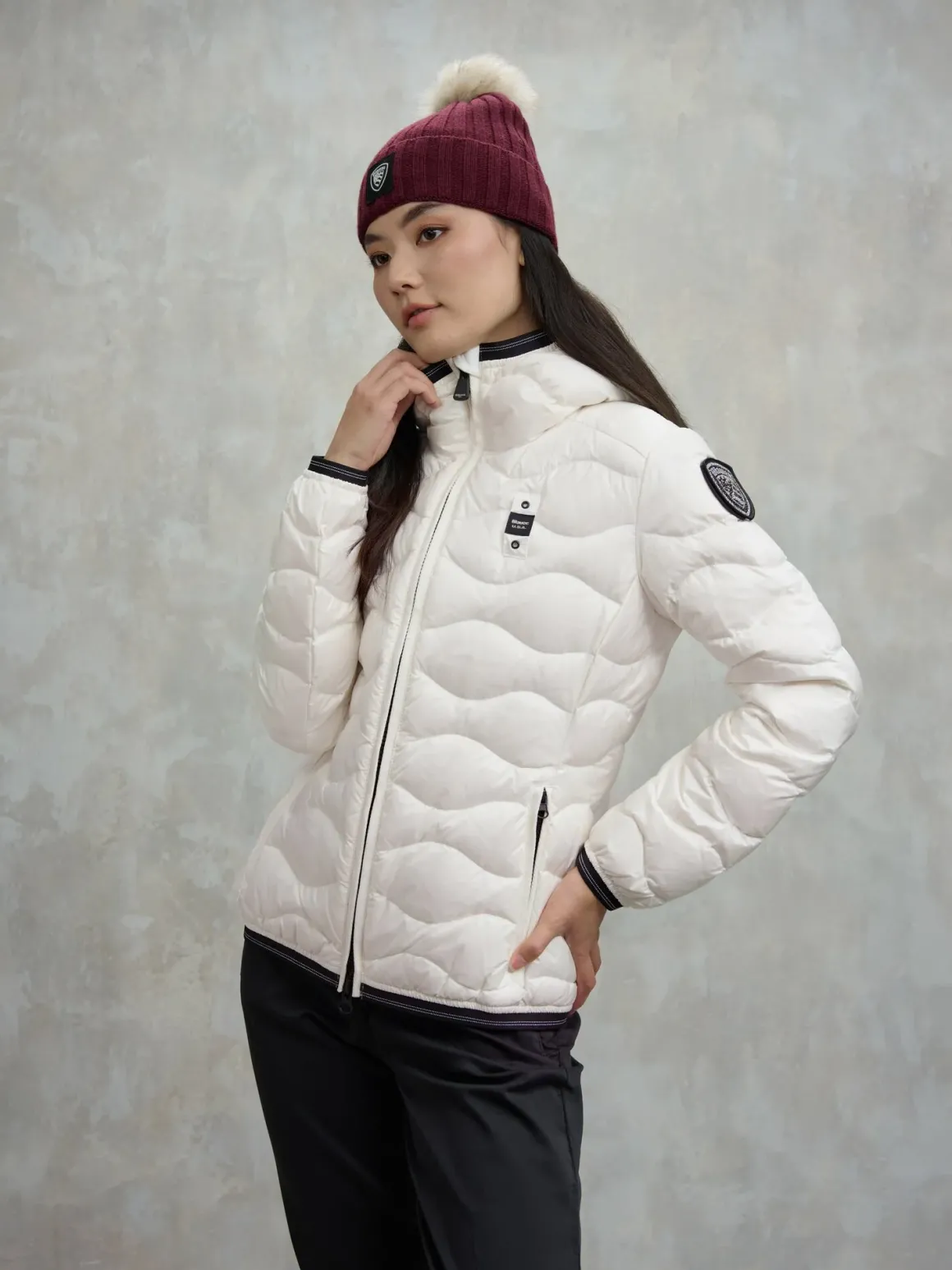 Piumino a onde con cappuccio Camelia