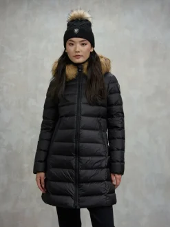 Piumino lungo con bordo in pelliccia KRISTIN