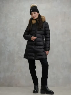 Piumino lungo con bordo in pelliccia KRISTIN