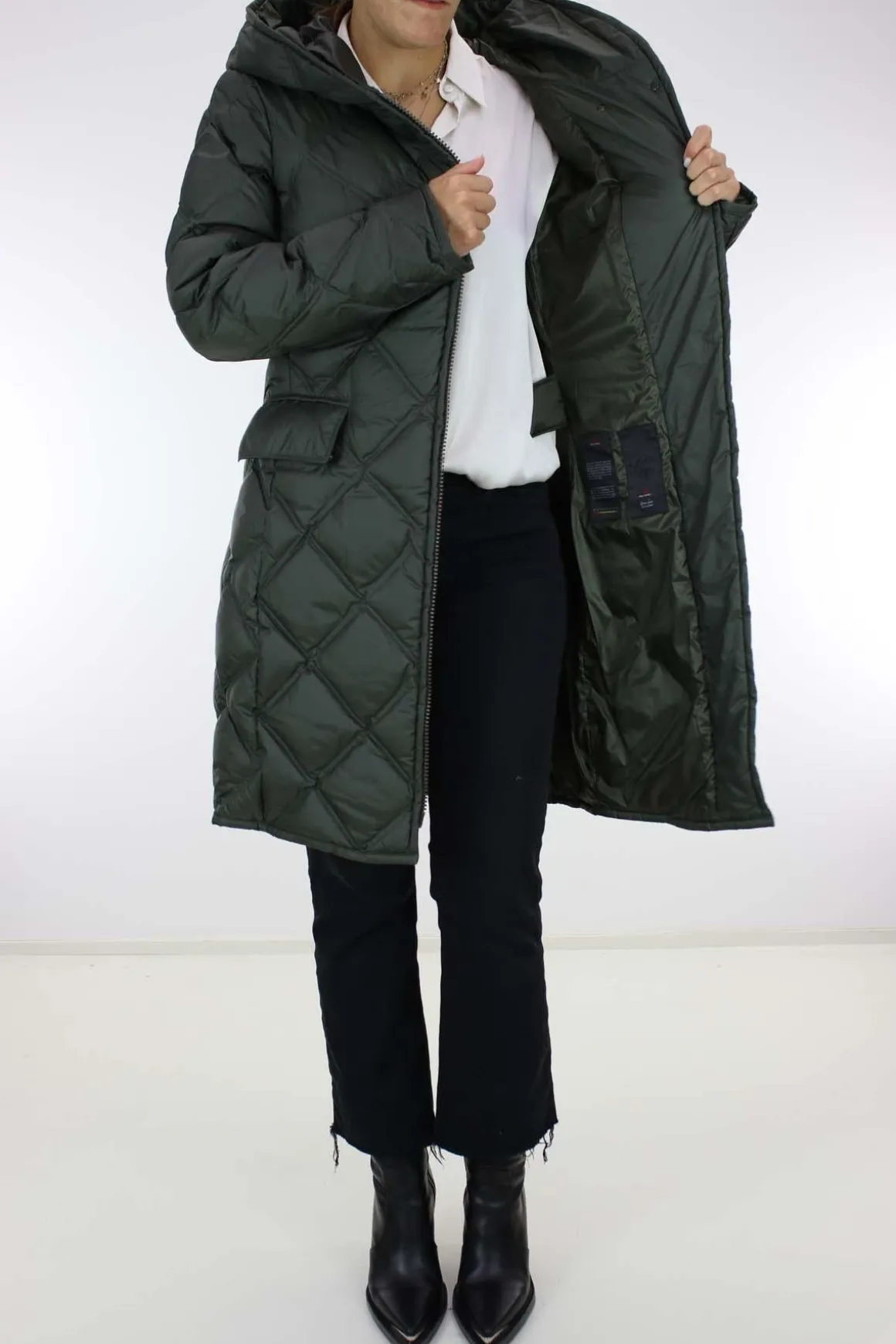 Piumino lungo donna con trapunta a rombi Peuterey Proxie