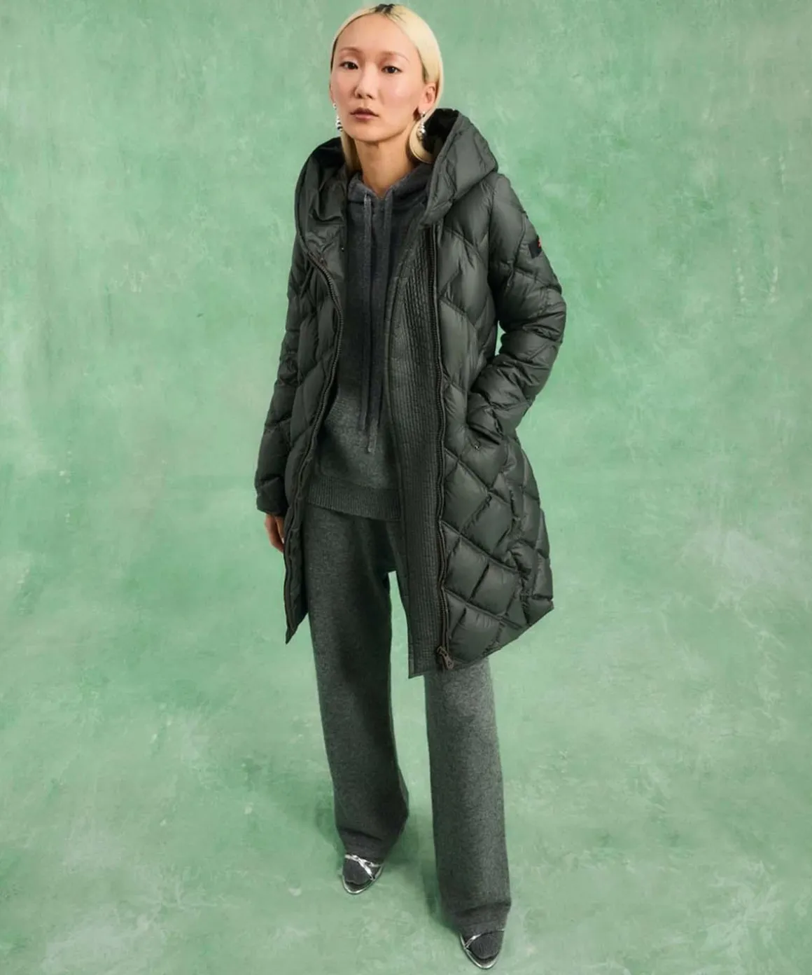 Piumino lungo donna con trapunta a rombi Peuterey Proxie