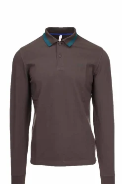 Polo manica lunga in piquet con toppe