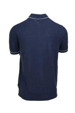 Polo mezza manica in misto lino con zip