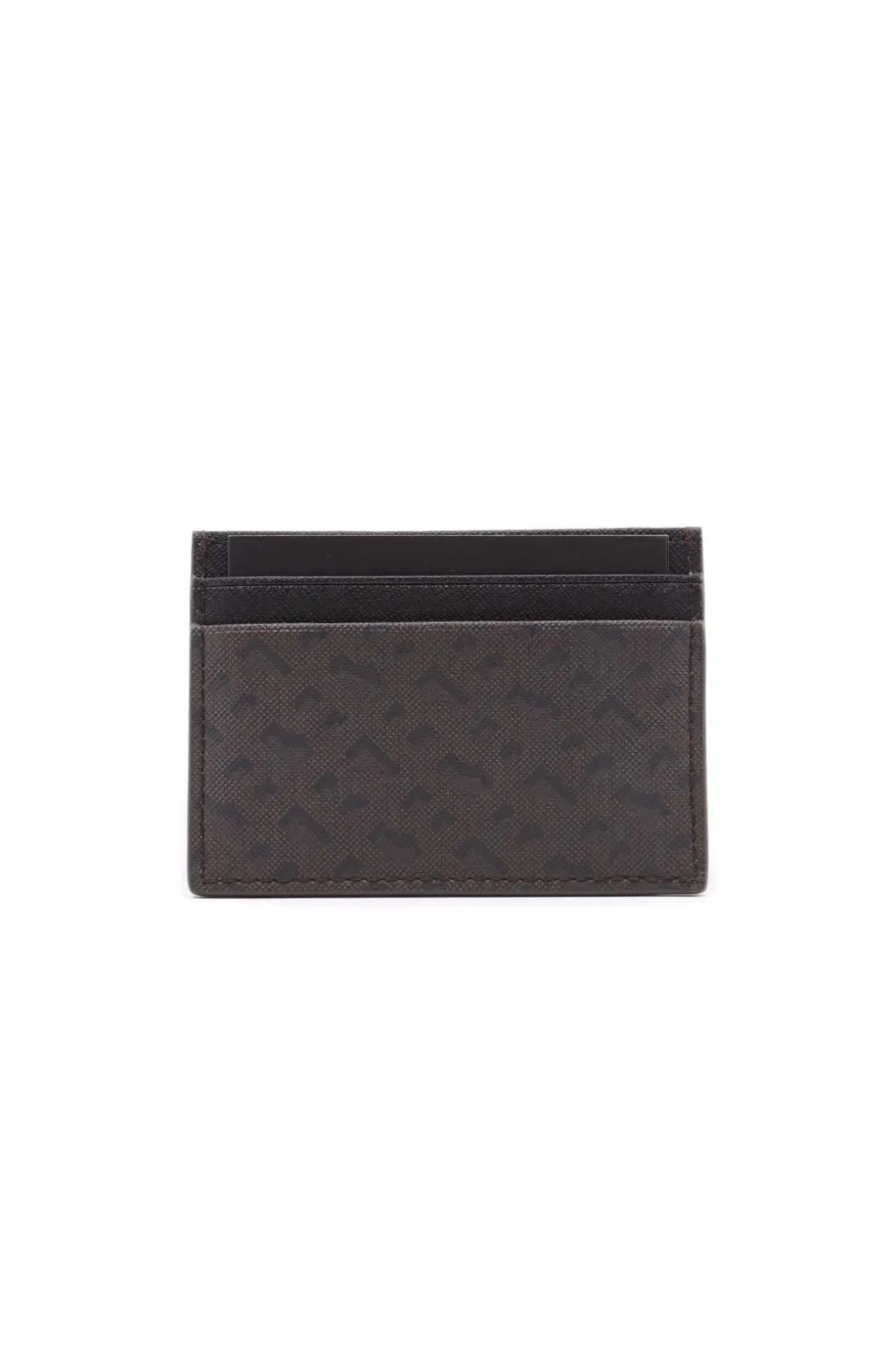 Porta carte di credito in pelle con monogramma Boss