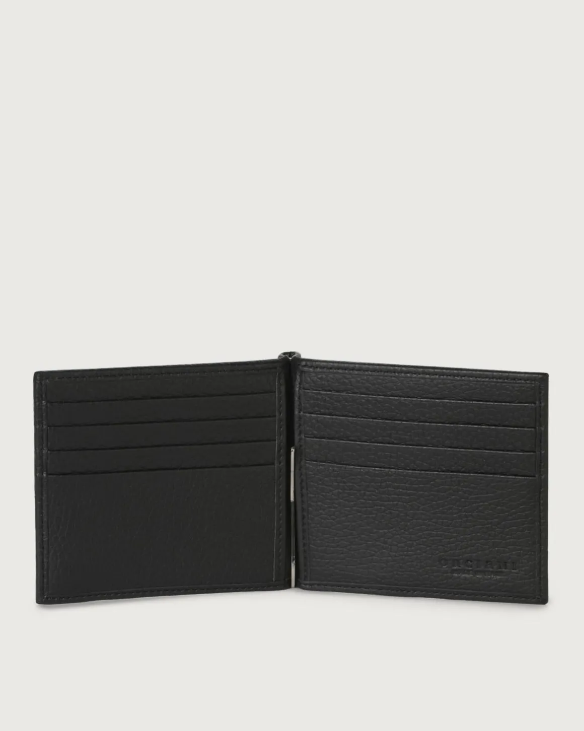 Portafoglio in pelle con clip ferma-banconote