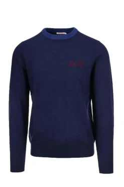 Pullover girocollo unito collo in contrasto