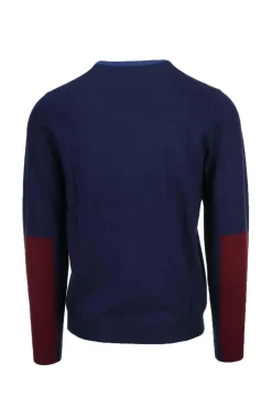 Pullover girocollo unito collo in contrasto