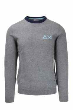 Pullover girocollo unito collo in contrasto