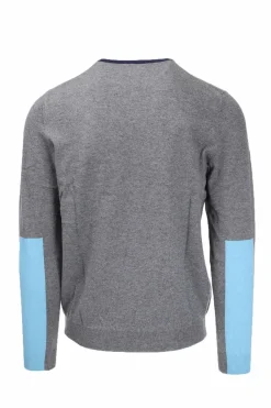 Pullover girocollo unito collo in contrasto