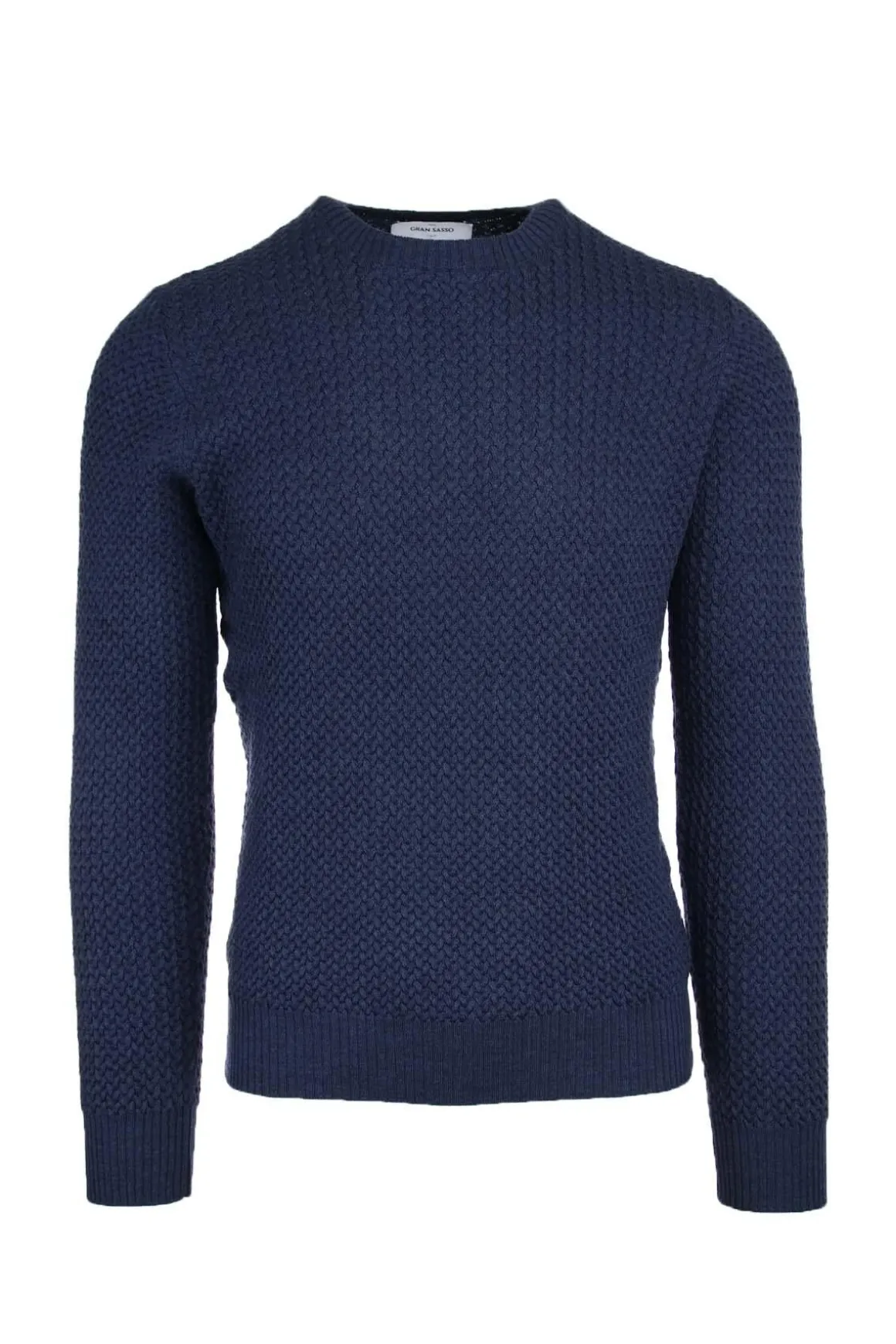 Pullover in lana girocollo microtrecce