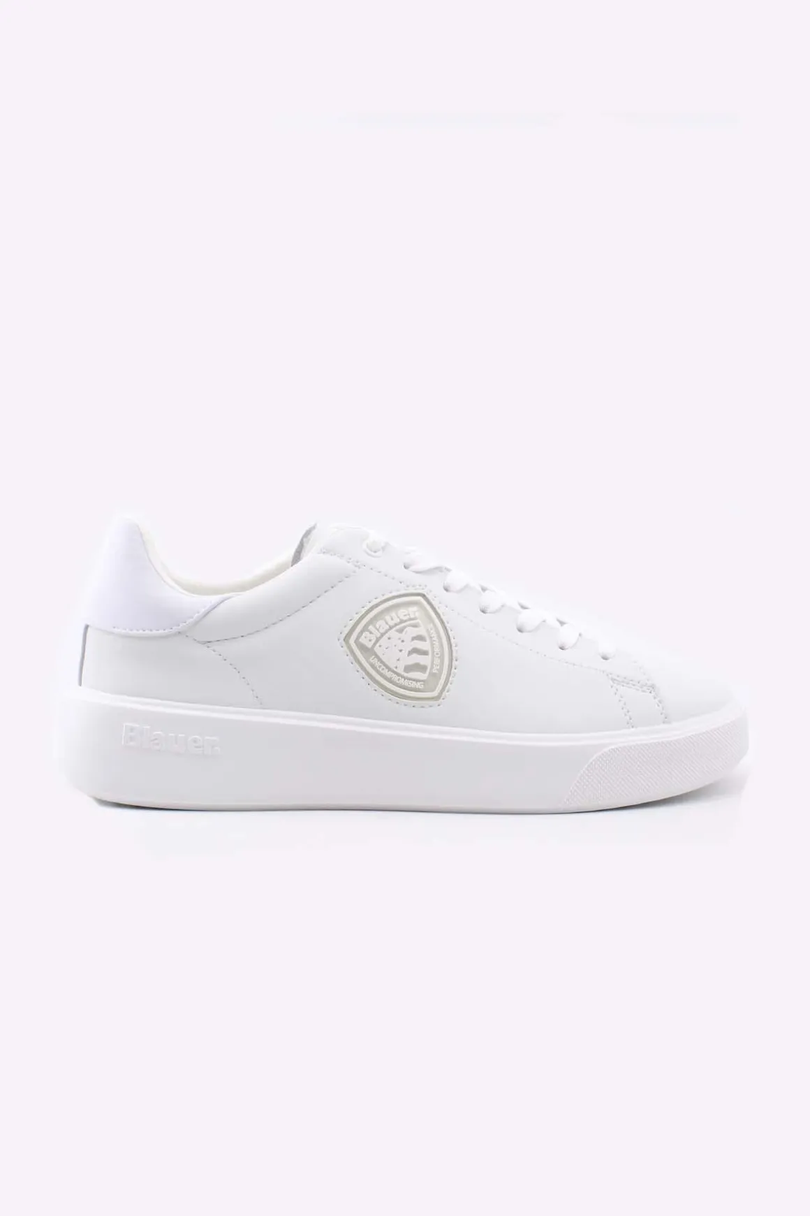Scarpe Sneaker in pelle con scudetto Buck01 total white
