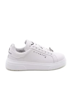 Sneaker in pelle liscia all white con logo