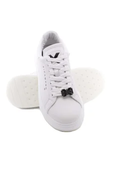 Sneaker in pelle liscia all white con logo