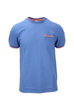 T-Shirt con taschino in cotone piquet dettagli fluo