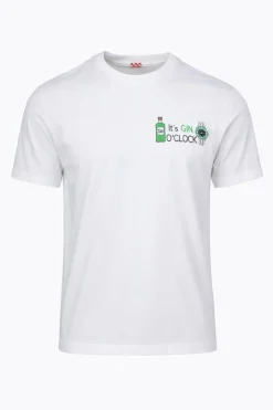 T-shirt "It's Gin O'Clock" in jersey di cotone con stampa