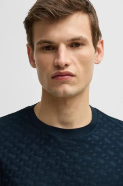 Tshirt mezza manica in cotone con monogrammi Boss