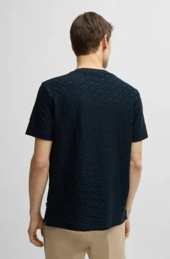 Tshirt mezza manica in cotone con monogrammi Boss