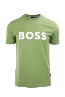T-shirt mezza manica in cotone con maxi logo Boss