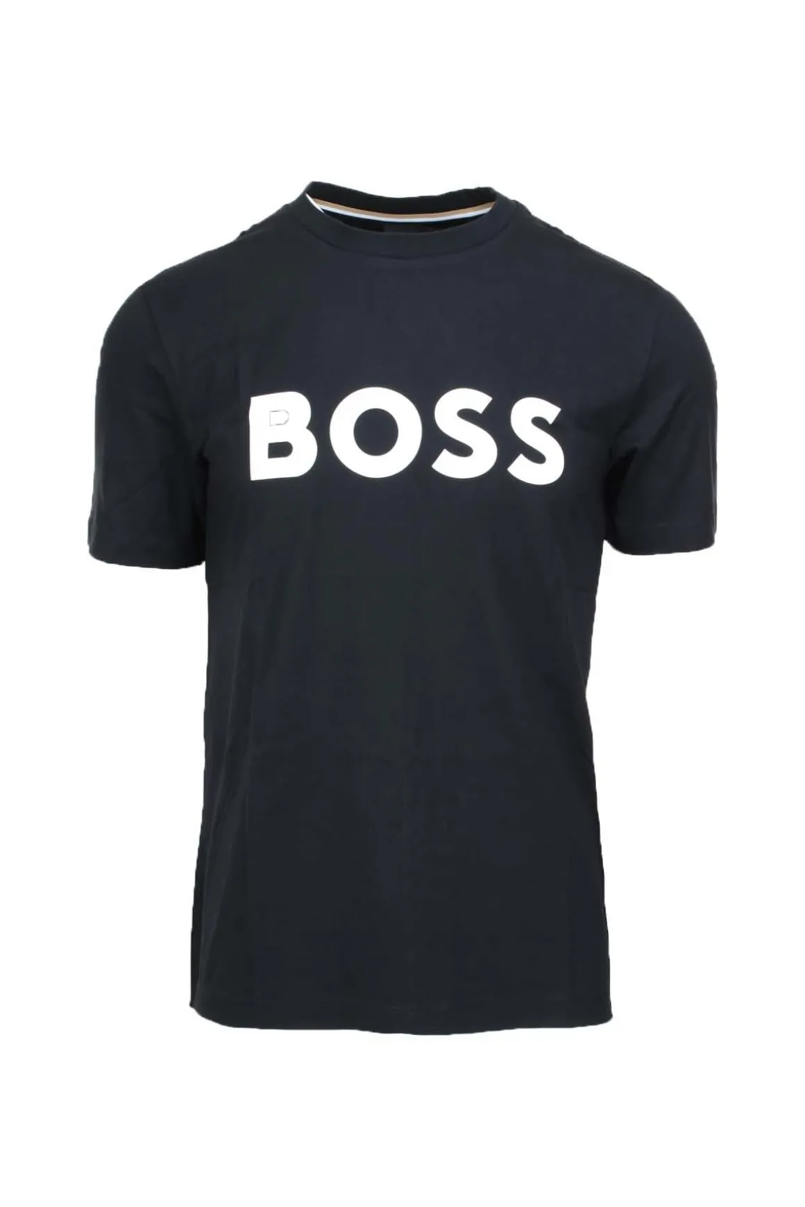 T-shirt mezza manica in cotone con maxi logo Boss