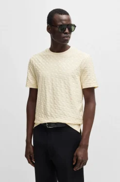 Tshirt mezza manica in cotone con monogrammi Boss