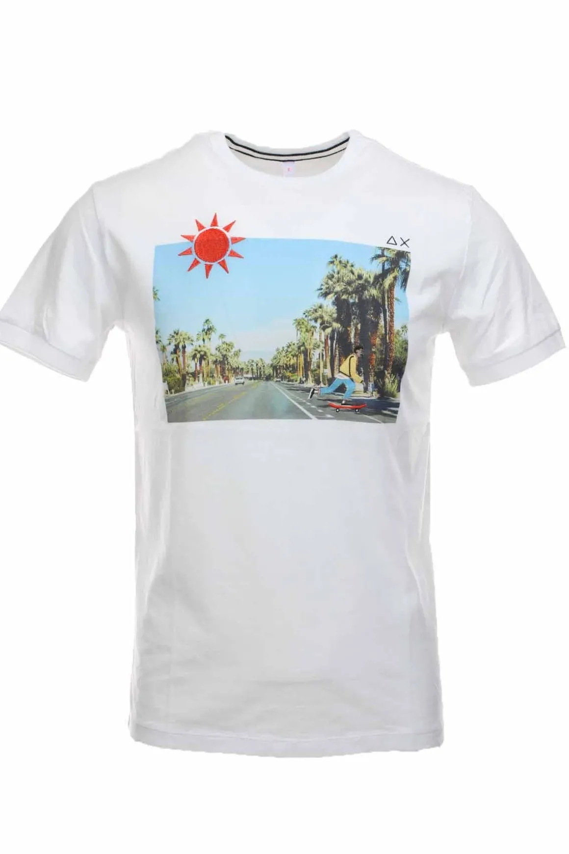 T-shirt mezza manica stampa e ricamo