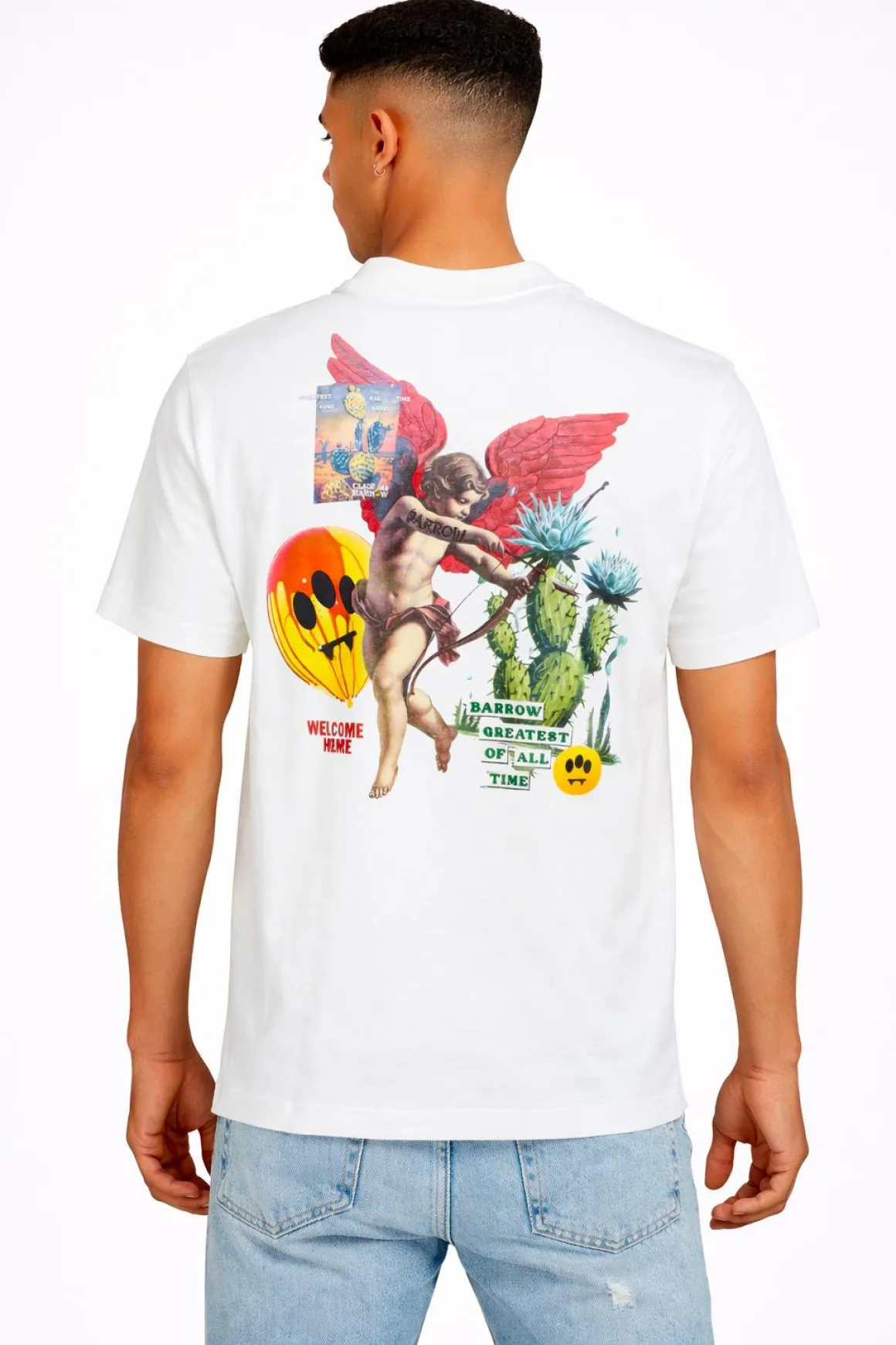 T-Shirt Uomo Lettering Stampa Angelo Retro